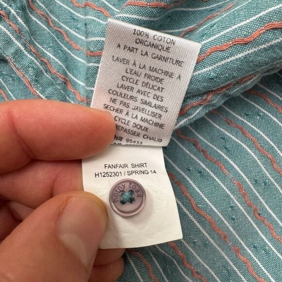 Horny Toad Fanfair Shirt Womens XS Green Striped Long Sleeve Organic Cotton Top - Picture 5 of 14